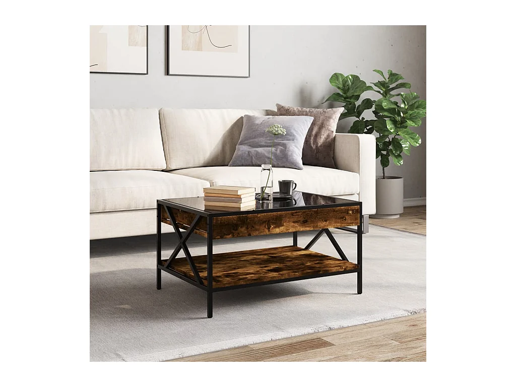 Table basse avec LED Infinity chêne fumé 70x50x38 cm