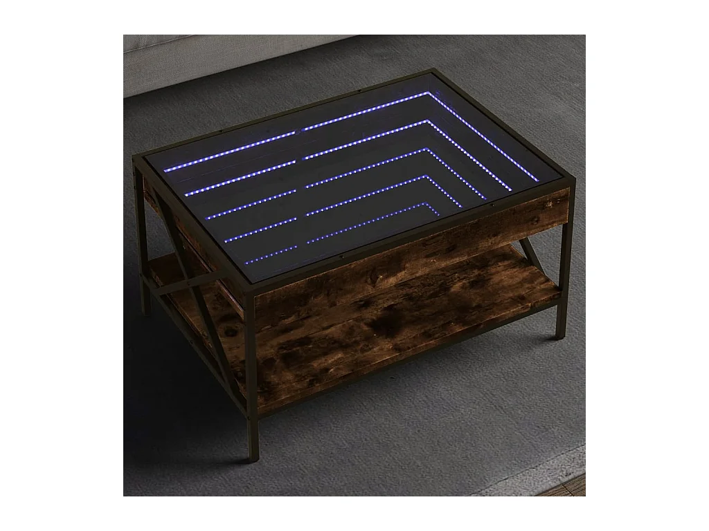 Infinity gerookte eiken salontafel met LED 70x50x38 cm