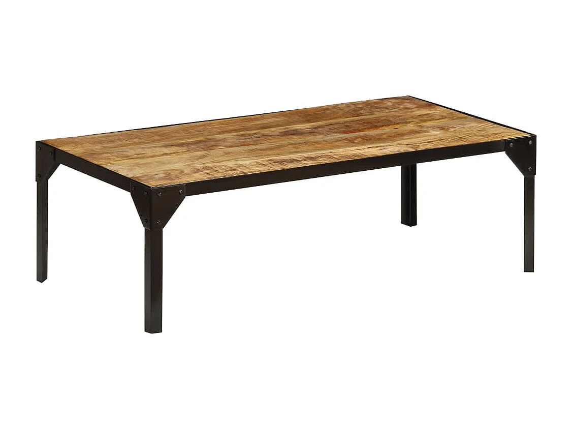 Table basse Bois massif de manguier brut et acier 110 cm