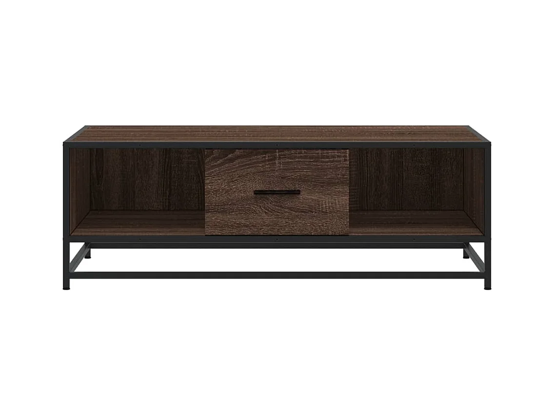 Table basse chêne marron 100x57x35cm bois d'ingénierie et métal