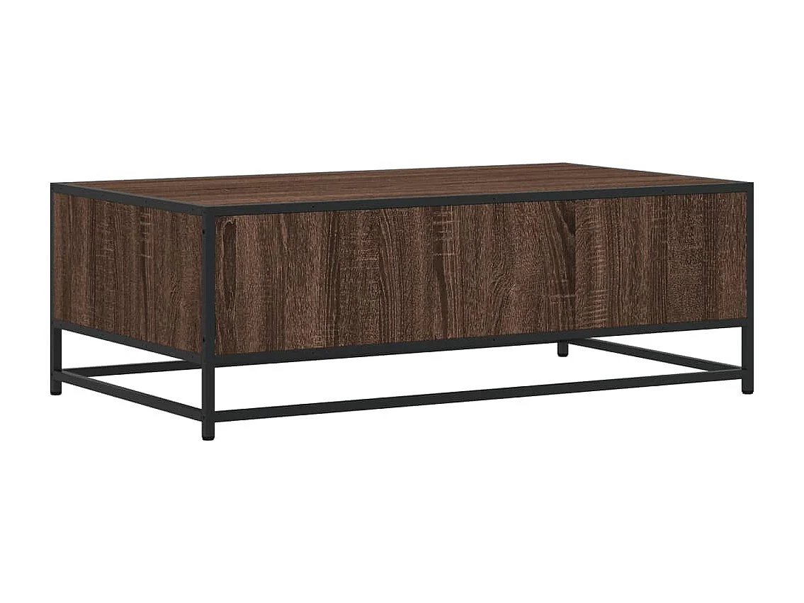 Tavolino da caffè in rovere marrone 100x57x35cm in legno ingegnerizzato e metallo