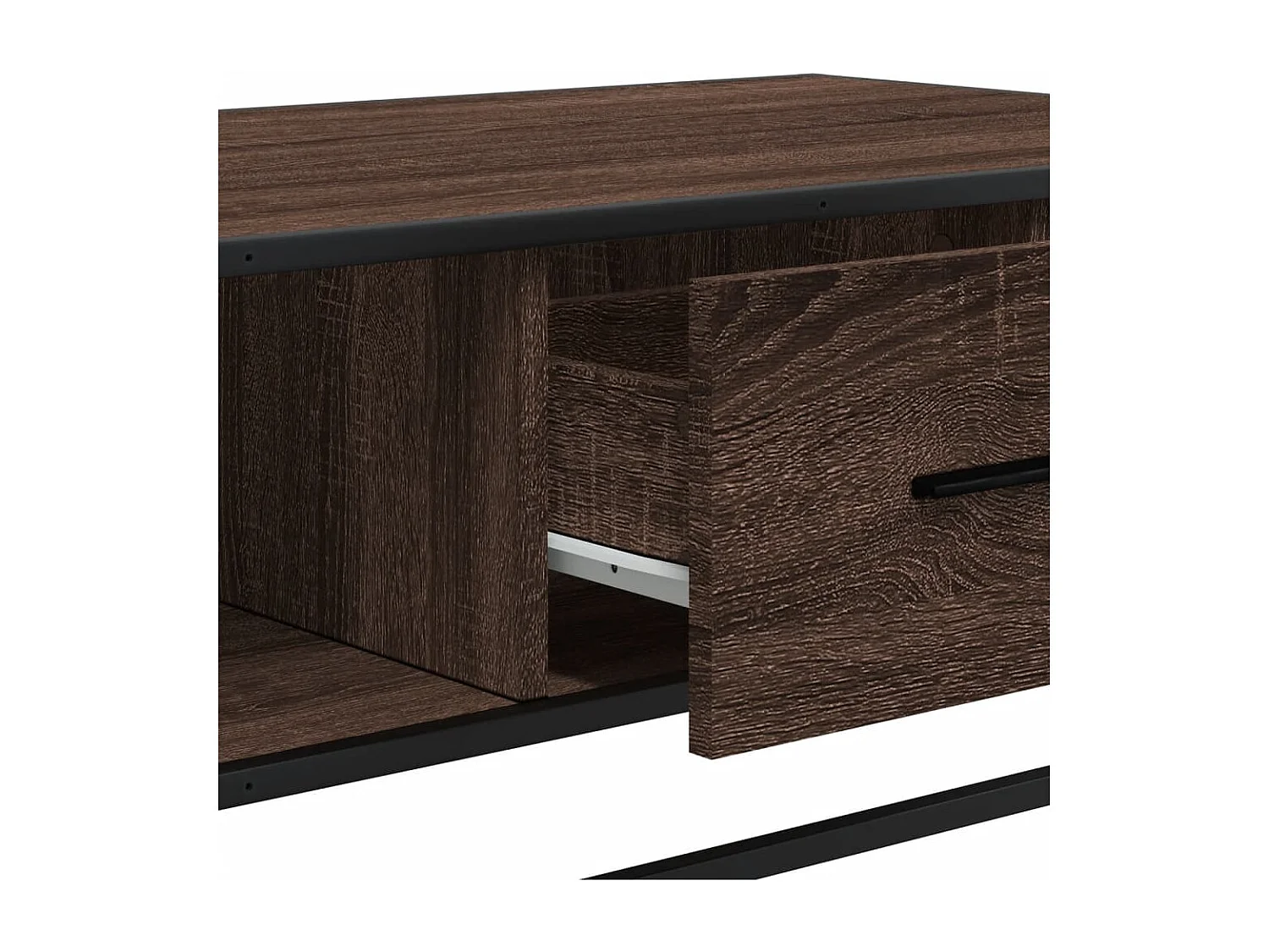 Tavolino da caffè in rovere marrone 100x57x35cm in legno ingegnerizzato e metallo