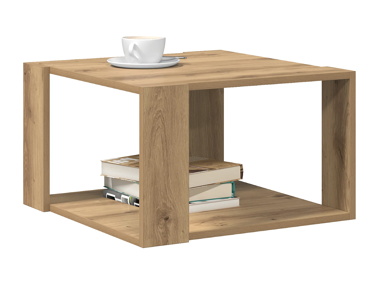 Table Basse Chêne Artisanal 51,5x51,5x30 cm Bois d'ingénierie