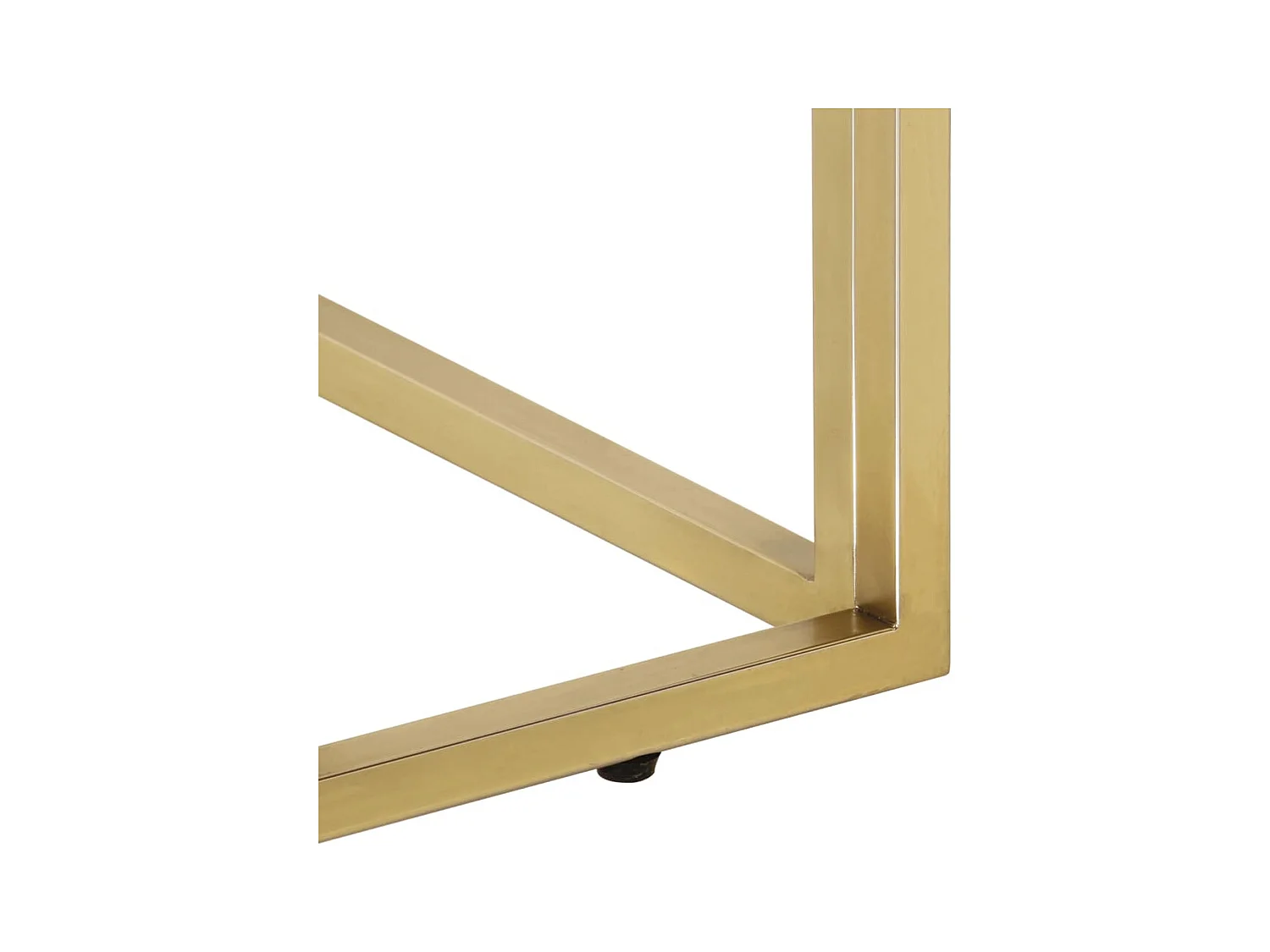 Mesa de centro dorada en acero inoxidable y cristal templado.