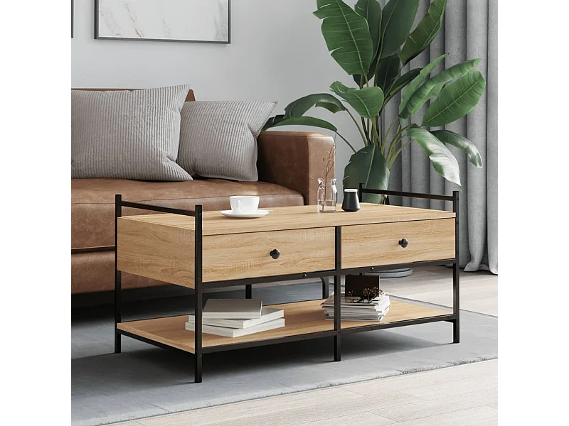 Sonoma eiken salontafel 99x50x50 cm bewerkt hout