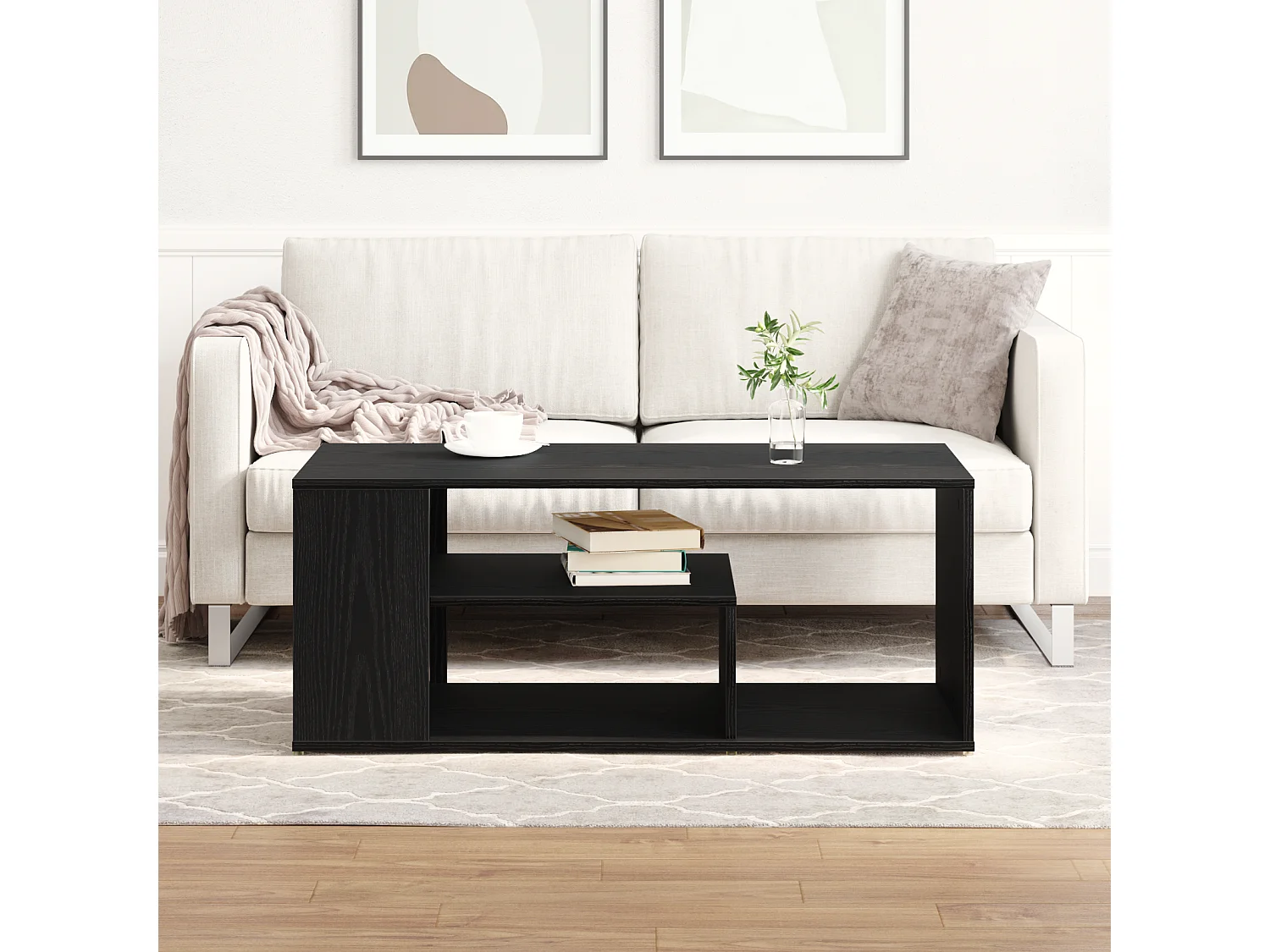 Table basse Noir Chêne 100x50x40 cm Bois d'ingénierie