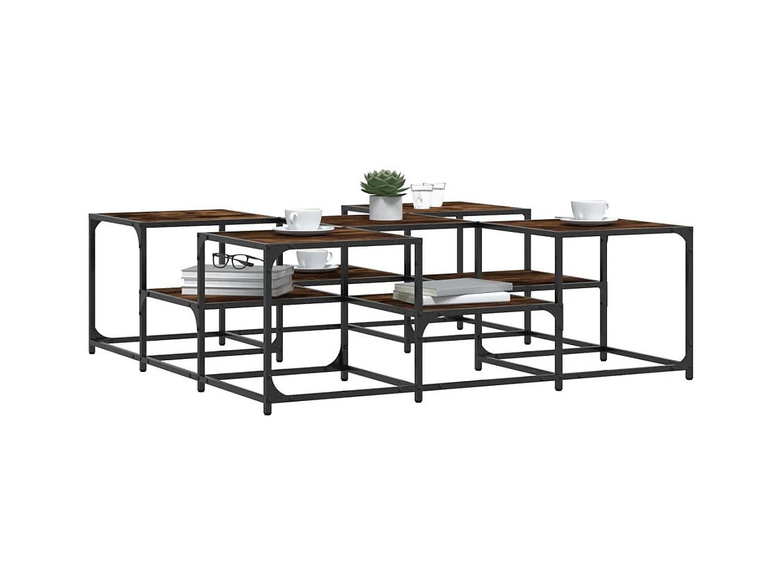 Table basse chêne fumé 121x121x40 cm bois d'ingénierie