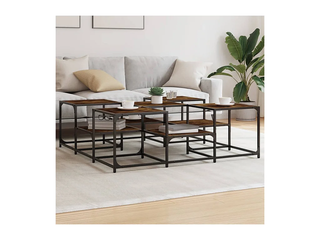 Mesa de centro de roble ahumado 121x121x40 cm madera de ingeniería