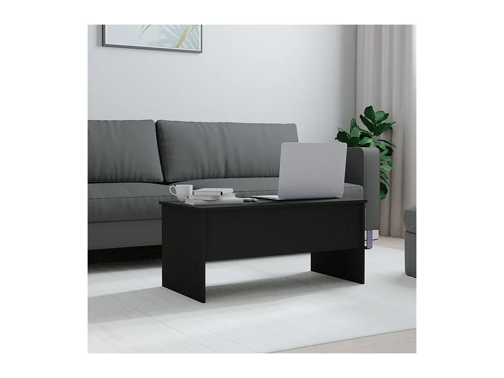 Mesa de centro negra 102x50,5x46,5 cm madera de ingeniería