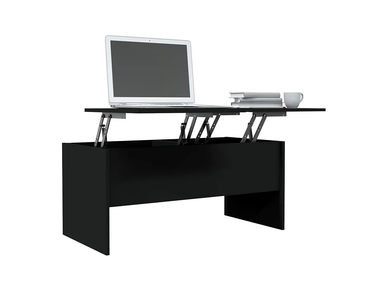 Mesa de centro negra 102x50,5x46,5 cm madera de ingeniería