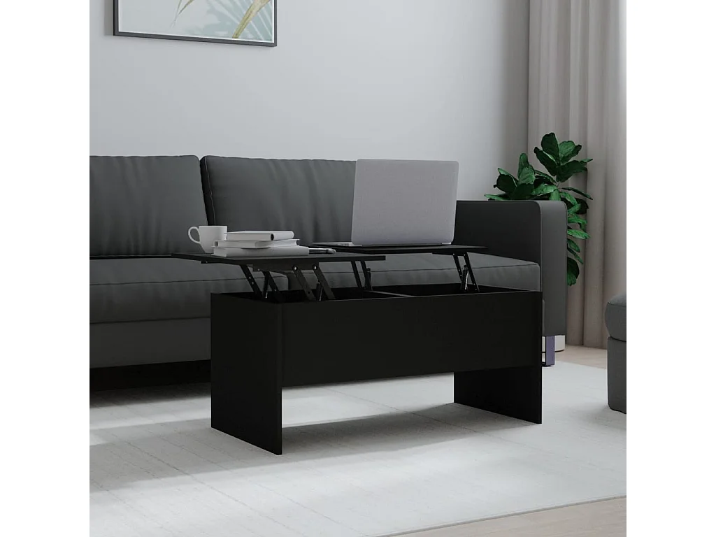 Table basse noir 102x50,5x46,5 cm bois d'ingénierie