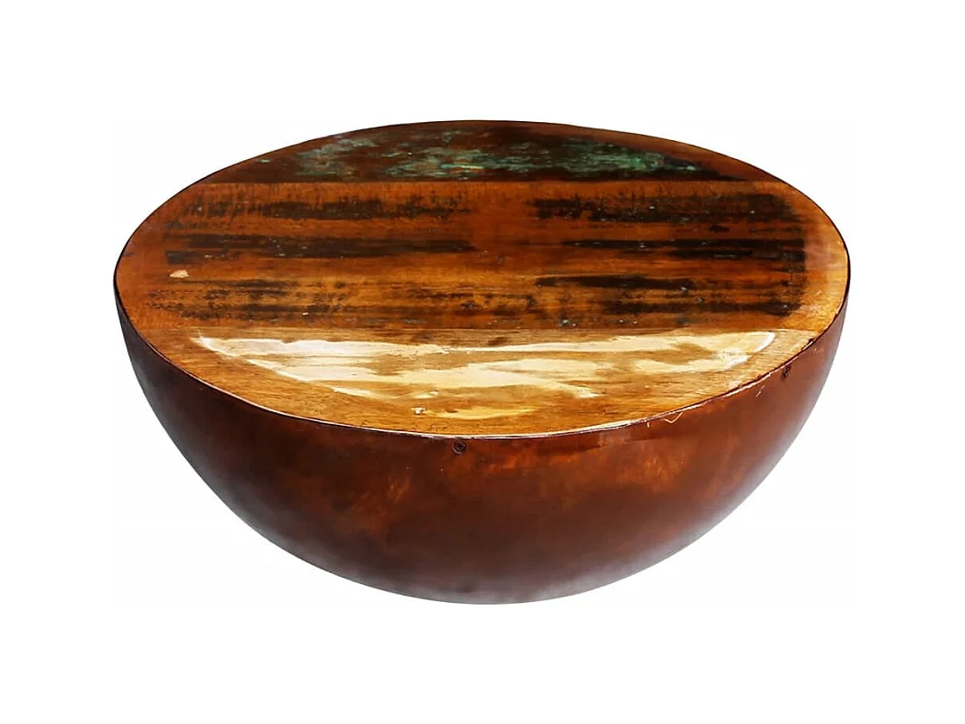 Table basse Forme de bol avec base en acier Bois recyclé