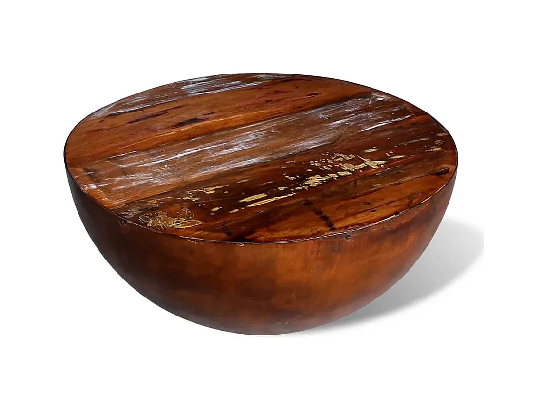 Table basse Forme de bol avec base en acier Bois recyclé