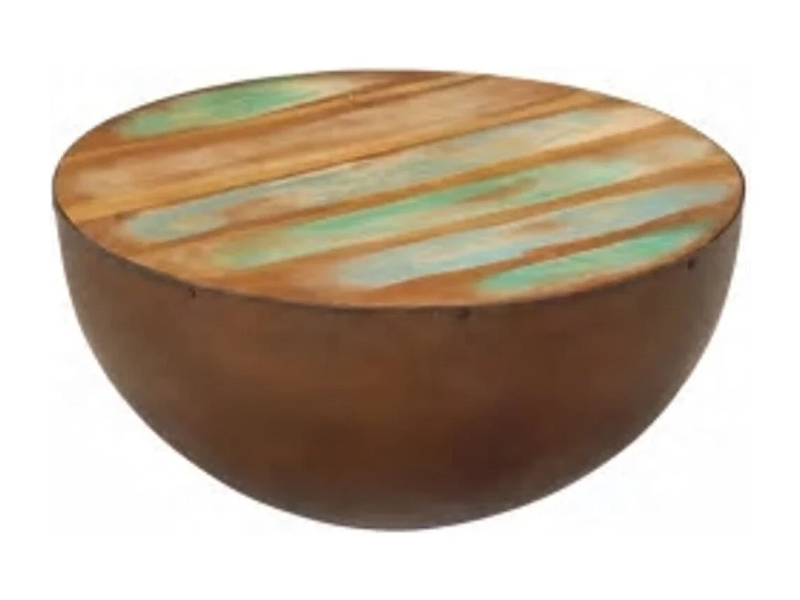 Table basse Forme de bol avec base en acier Bois recyclé