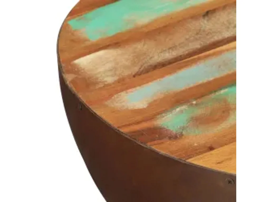 Table basse Forme de bol avec base en acier Bois recyclé