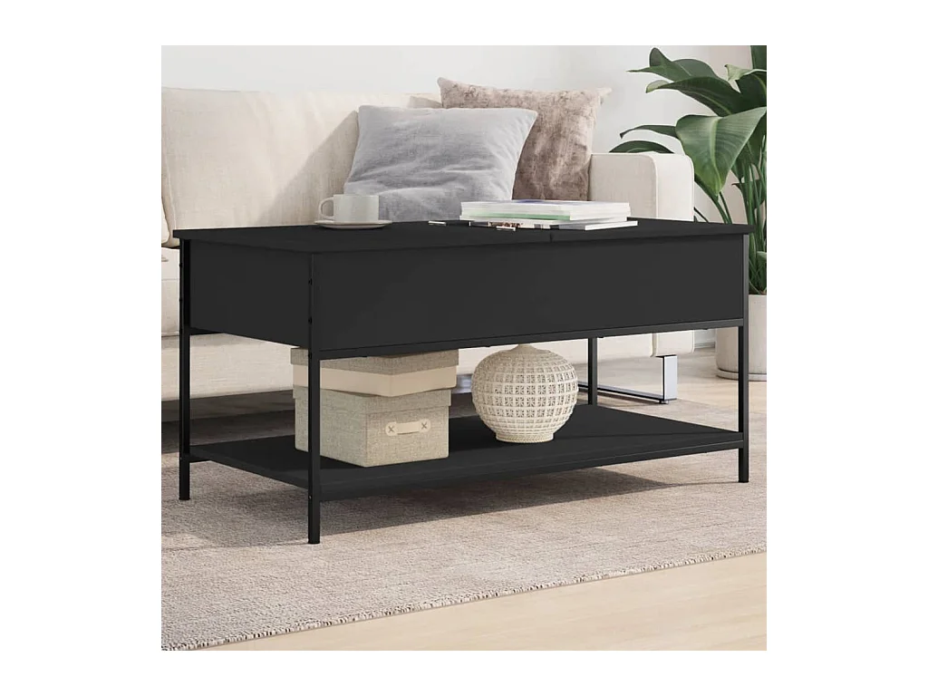 Table basse noir 100x50x50 cm bois d'ingénierie et métal