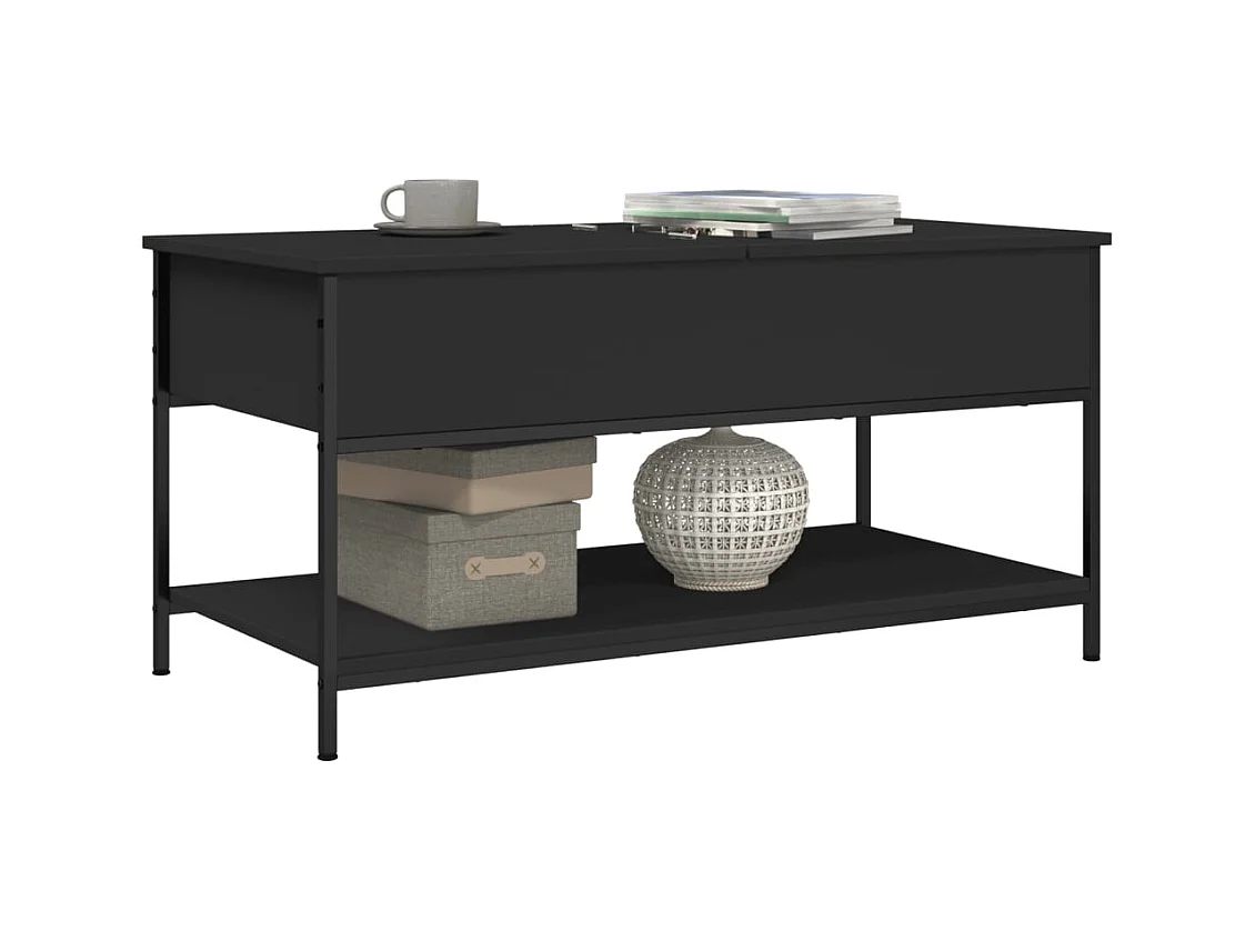 Table basse noir 100x50x50 cm bois d'ingénierie et métal