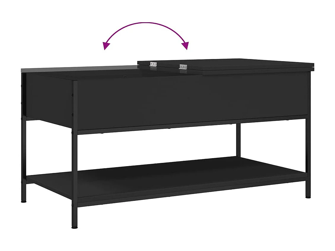 Tavolino nero 100x50x50 cm in legno ingegnerizzato e metallo