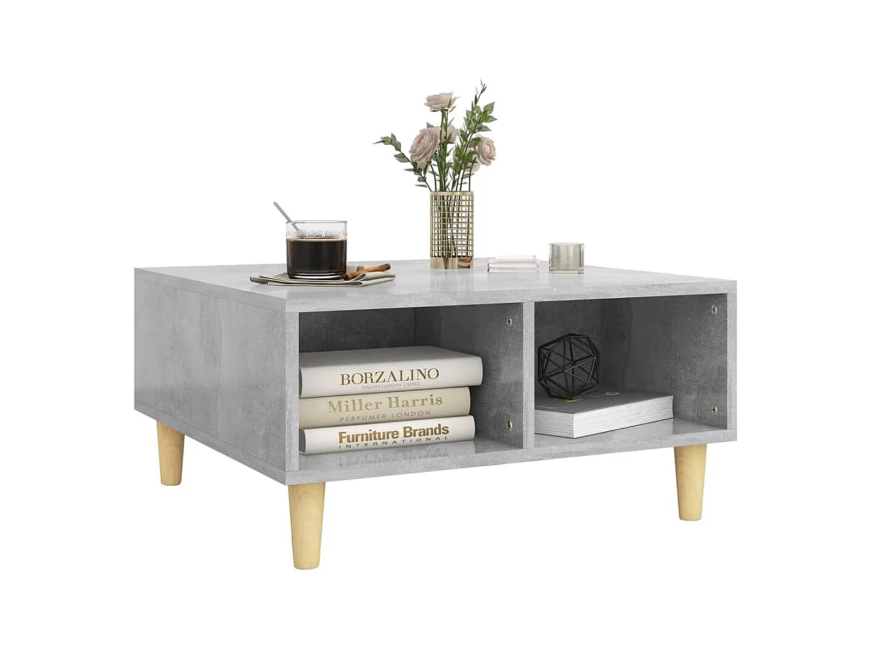Betongrijze salontafel 60x60x30 cm bewerkt hout
