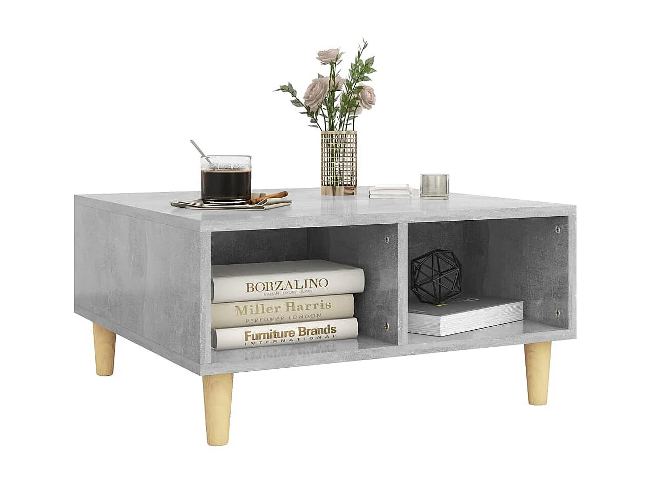 Table basse gris béton 60x60x30 cm bois d'ingénierie