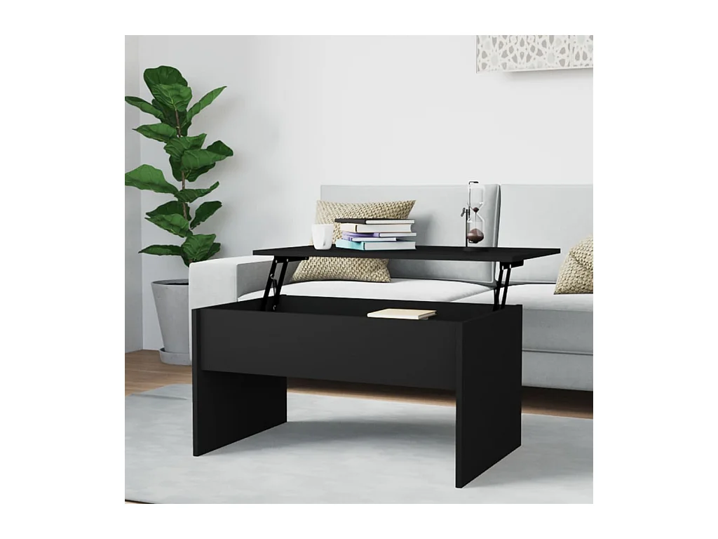 Table basse noir 80x50,5x41,5 cm bois d'ingénierie