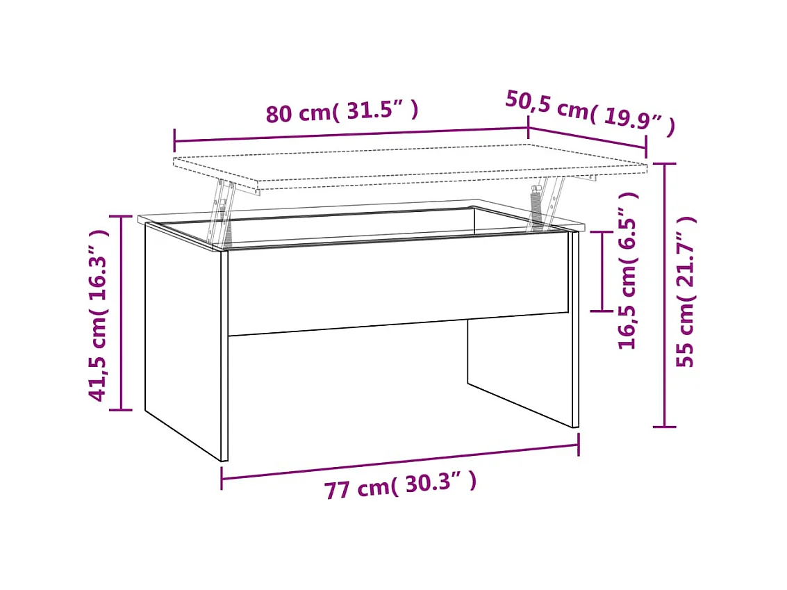 Table basse noir 80x50,5x41,5 cm bois d'ingénierie