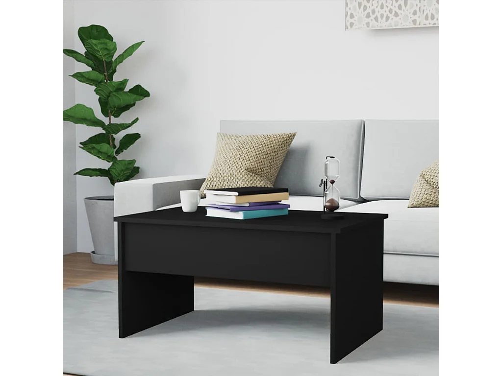 Tavolino da caffè nero 80x50,5x41,5 cm in legno ingegnerizzato