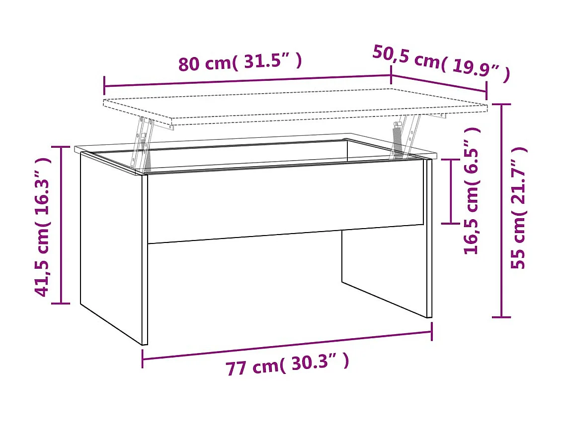 Tavolino da caffè nero 80x50,5x41,5 cm in legno ingegnerizzato