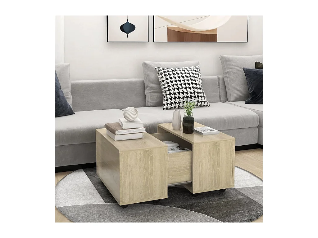 Table basse chêne sonoma 60x60x38 cm bois d'ingénierie