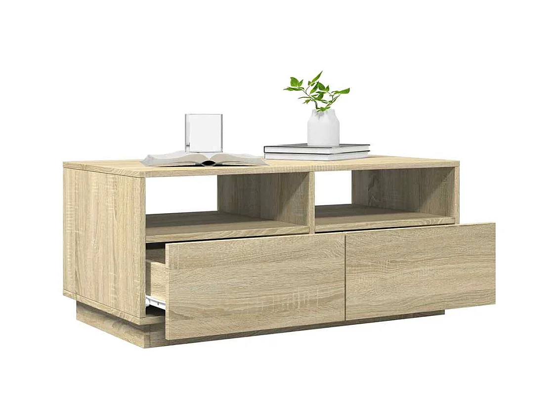 Mesa de centro con luces LED roble Sonoma 90x49x40 cm