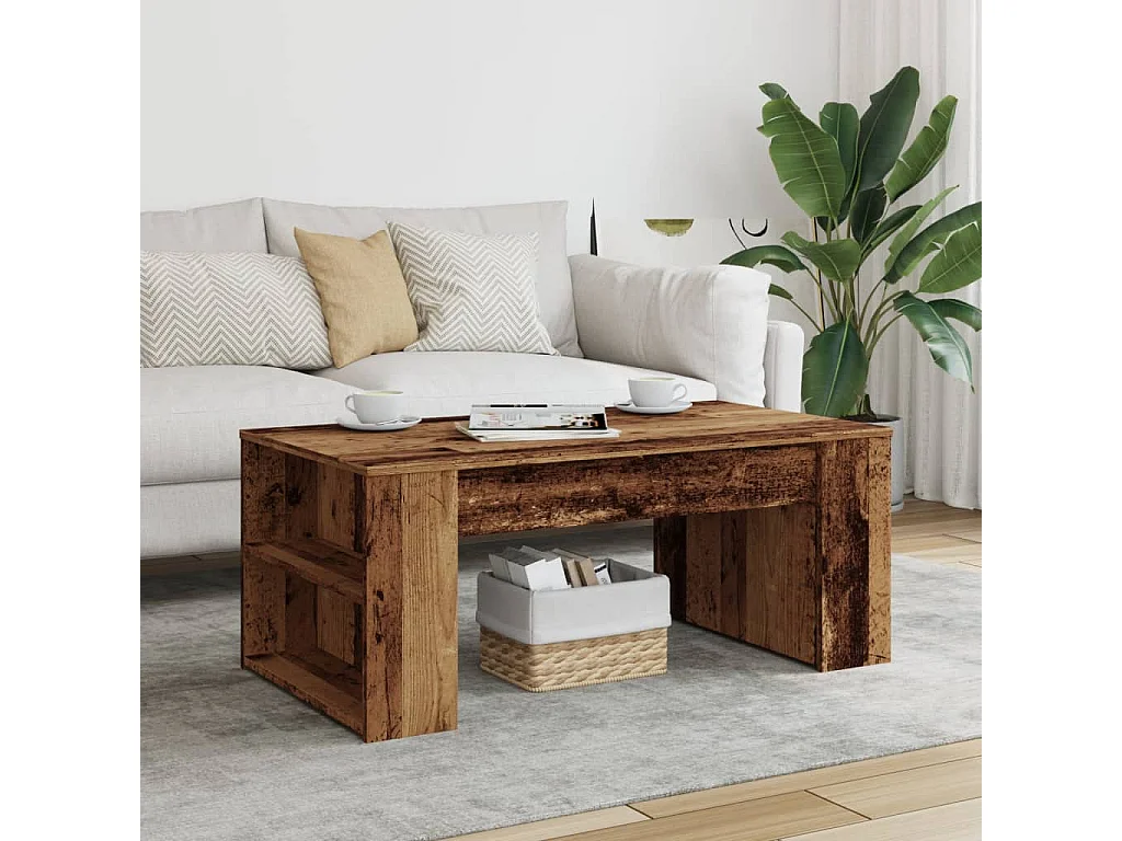 Mesa de centro madera vieja 102x55x42 cm madera de ingeniería