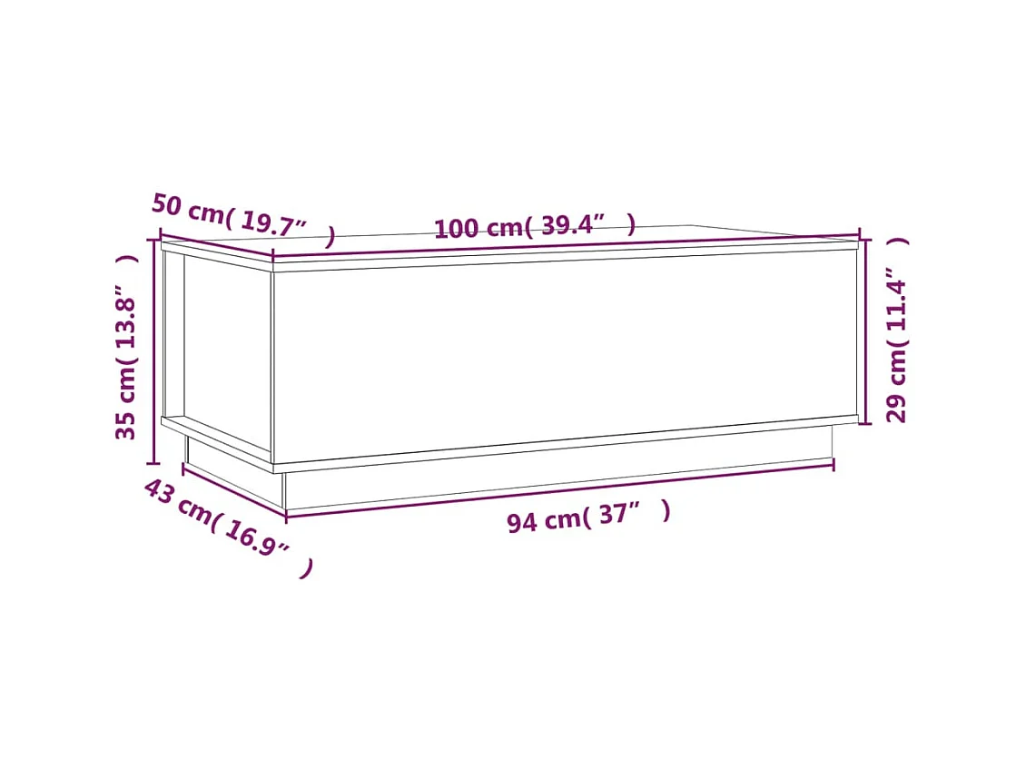 Table basse 100x50x35 cm Bois massif de pin