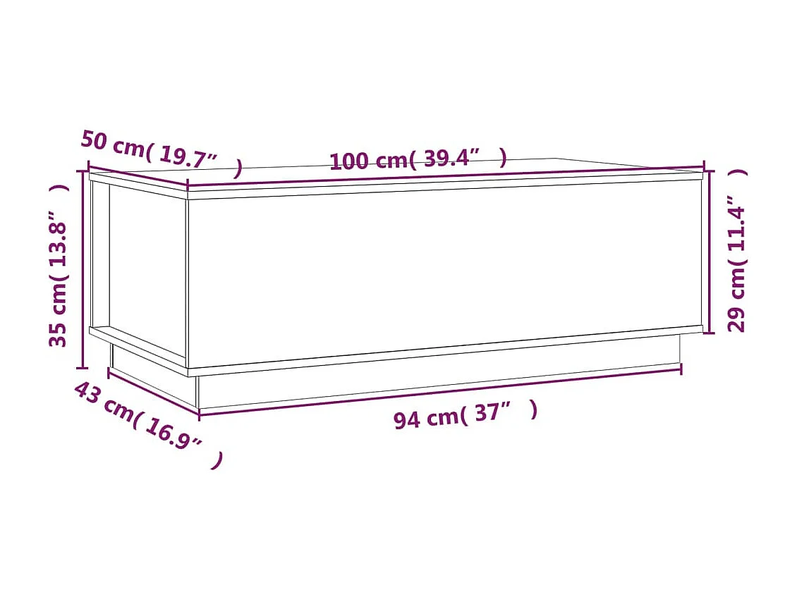 Table basse 100x50x35 cm Bois massif de pin