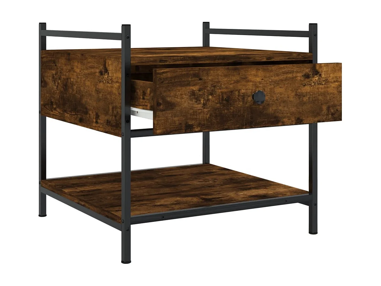 Table basse chêne fumé 50x50x50 cm bois d'ingénierie