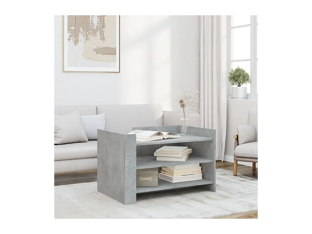 Table basse gris béton 80x50x50 cm bois d'ingénierie