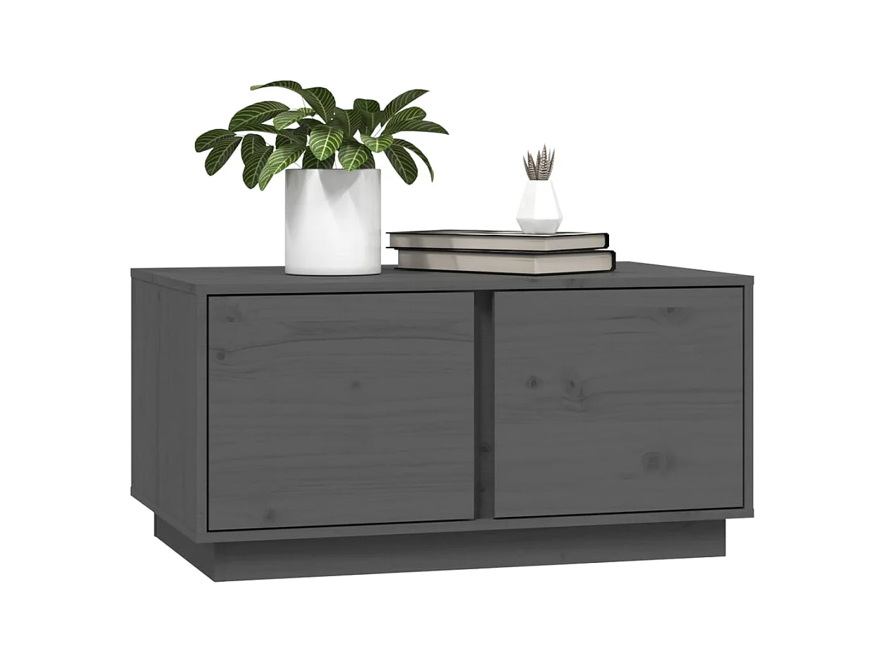 Tavolino Grigio 80x50x40 cm Legno massello di pino
