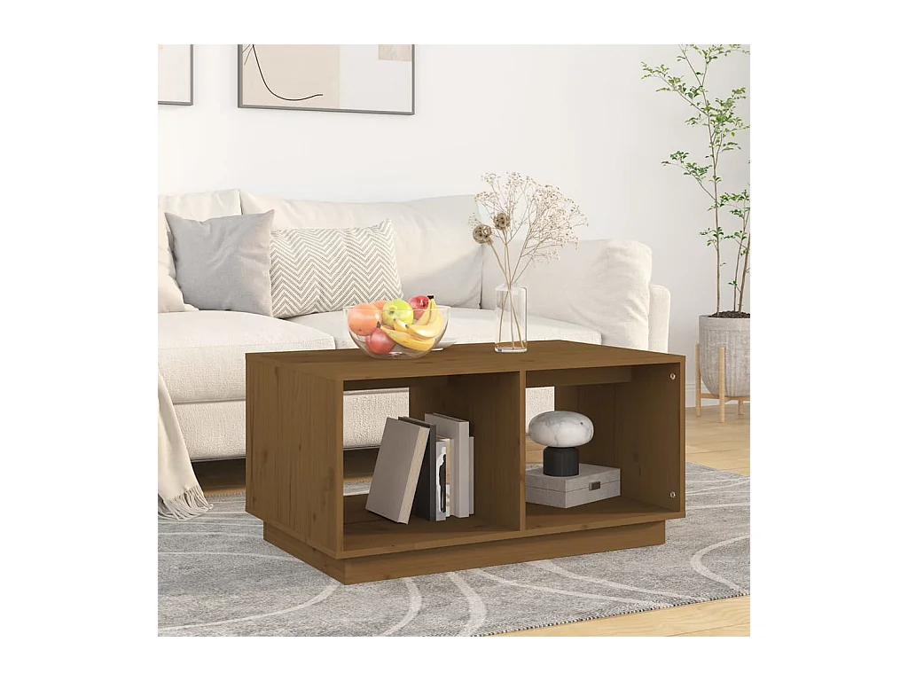 Honingbruine salontafel 80x50x40 cm massief grenenhout
