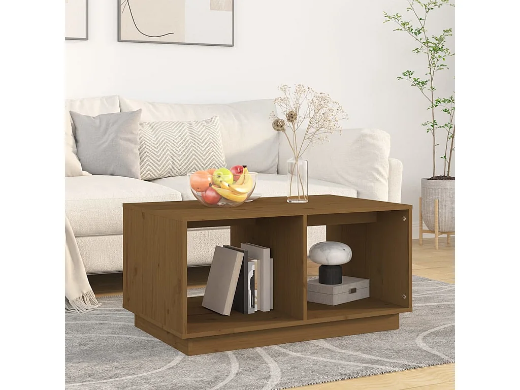 Table basse Marron miel 80x50x40 cm Bois massif de pin