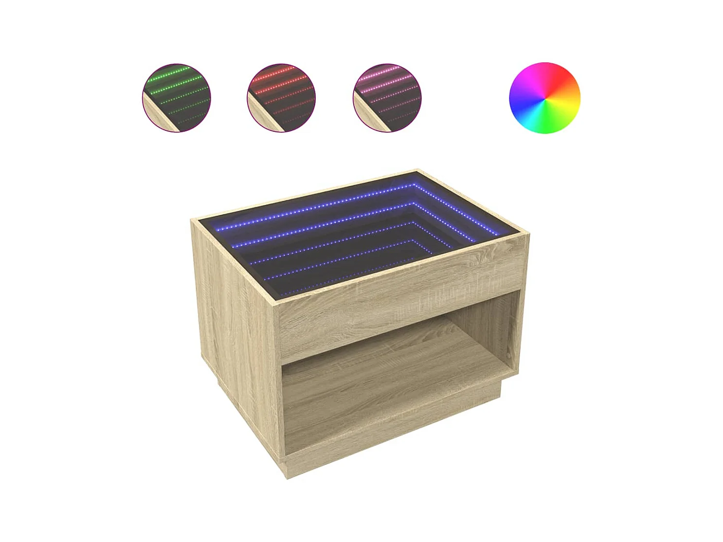 Tavolino con LED infinito rovere Sonoma 70x50x50 cm