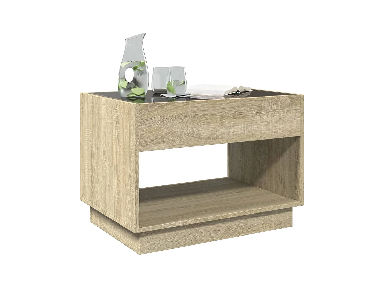 Tavolino con LED infinito rovere Sonoma 70x50x50 cm