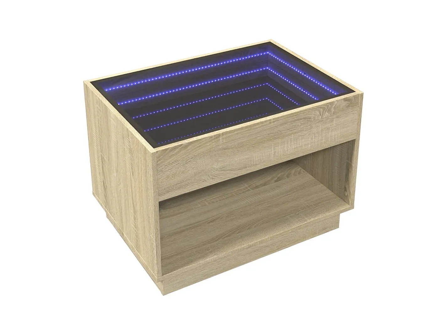 Tavolino con LED infinito rovere Sonoma 70x50x50 cm