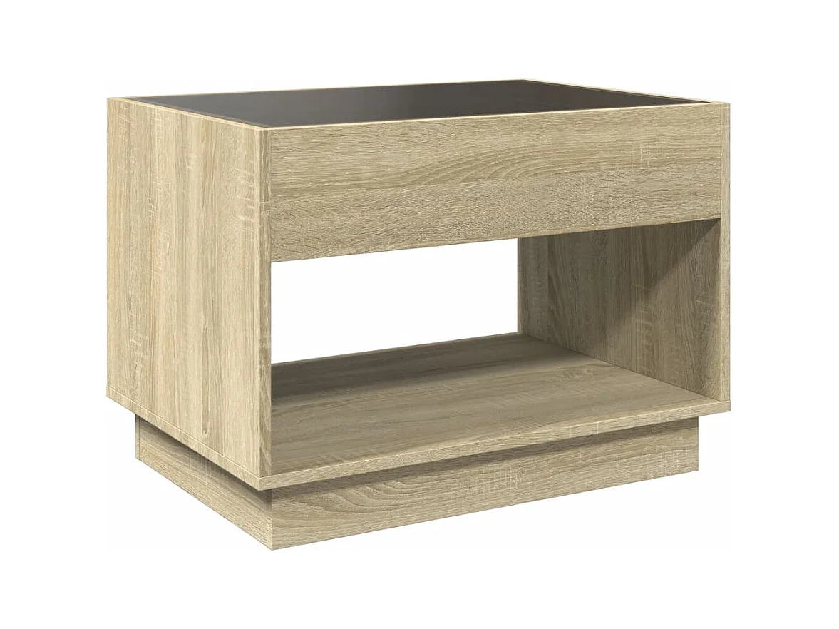 Tavolino con LED infinito rovere Sonoma 70x50x50 cm