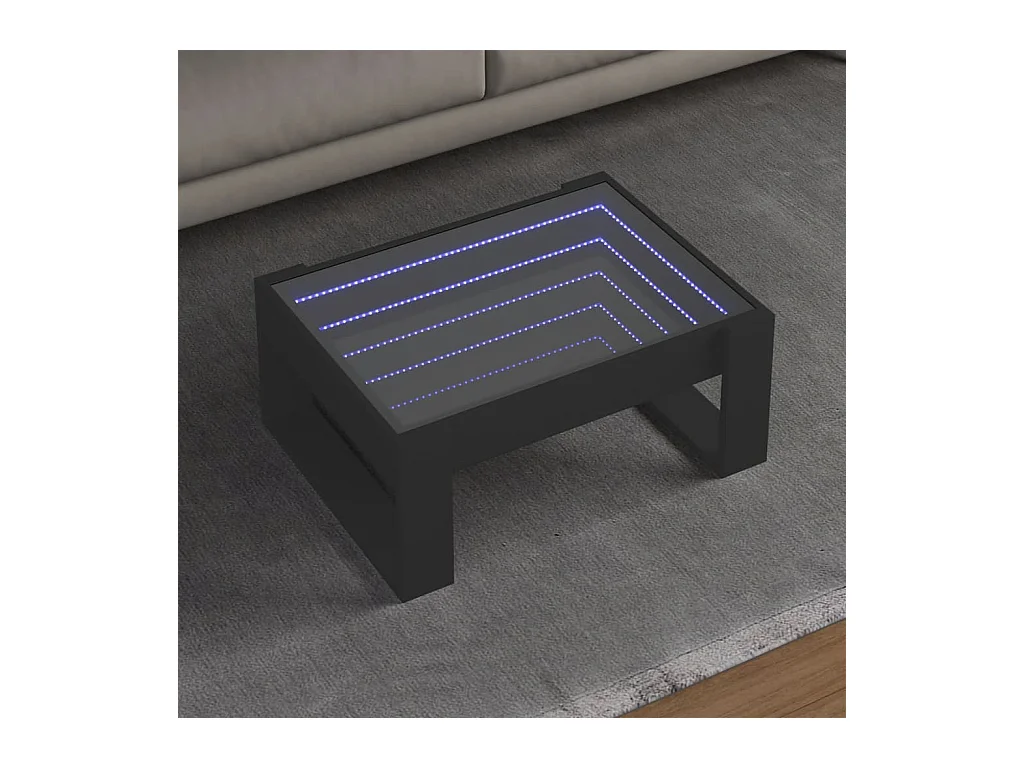 Tavolino con LED infinity nero 70x53x30 cm