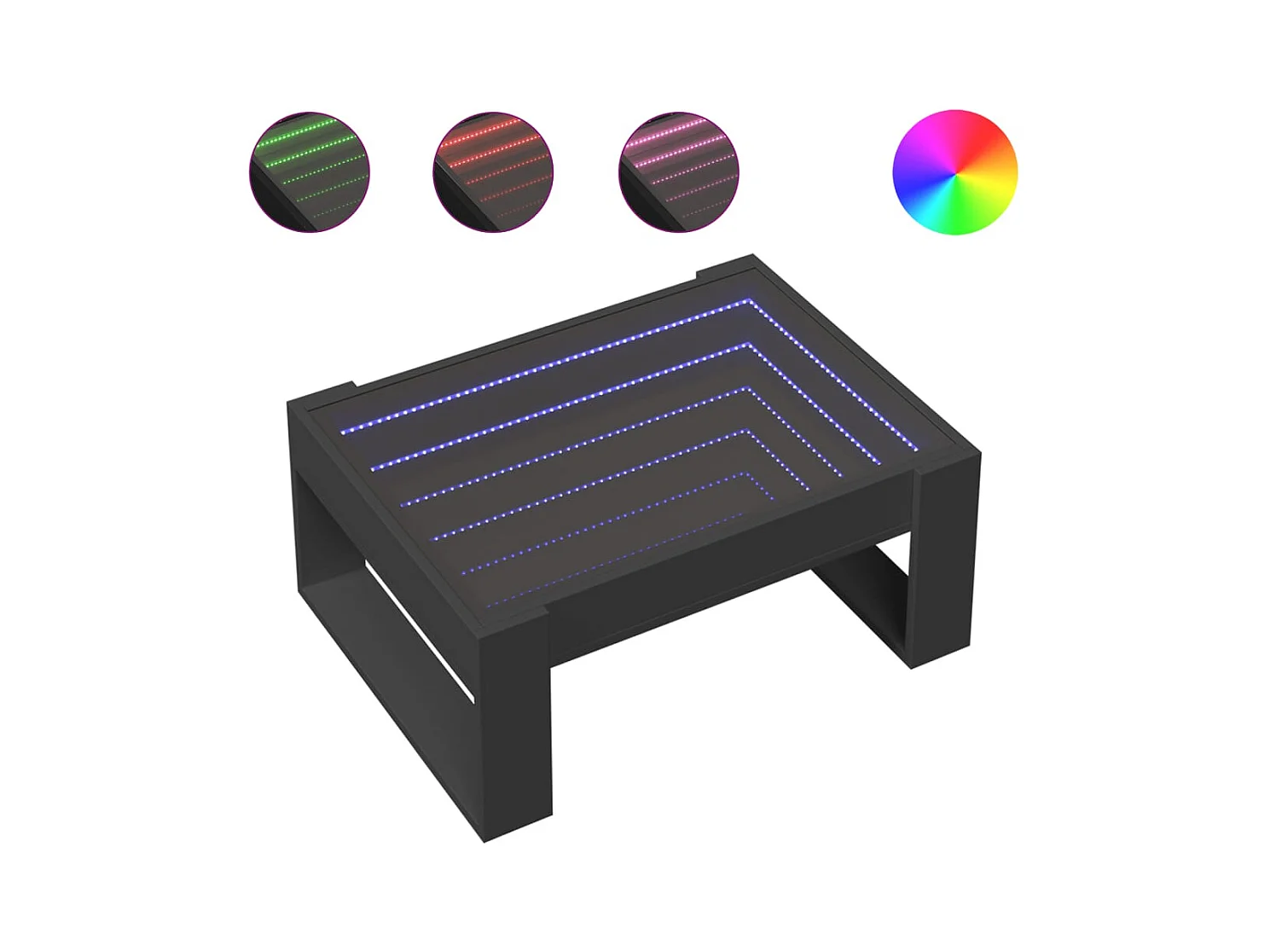 Tavolino con LED infinity nero 70x53x30 cm