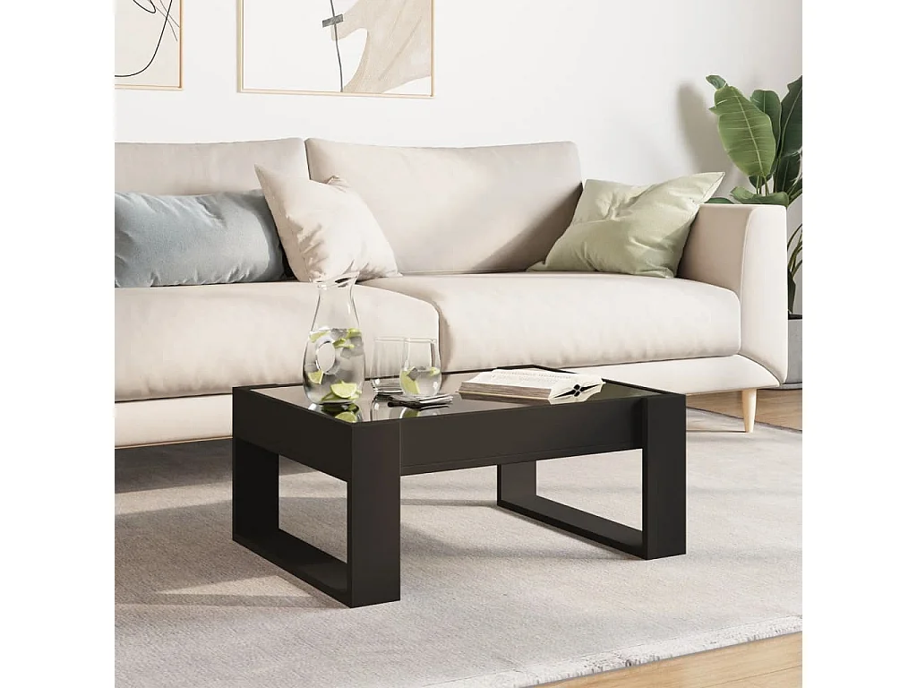 Couchtisch mit Infinity LED schwarz 70x53x30 cm