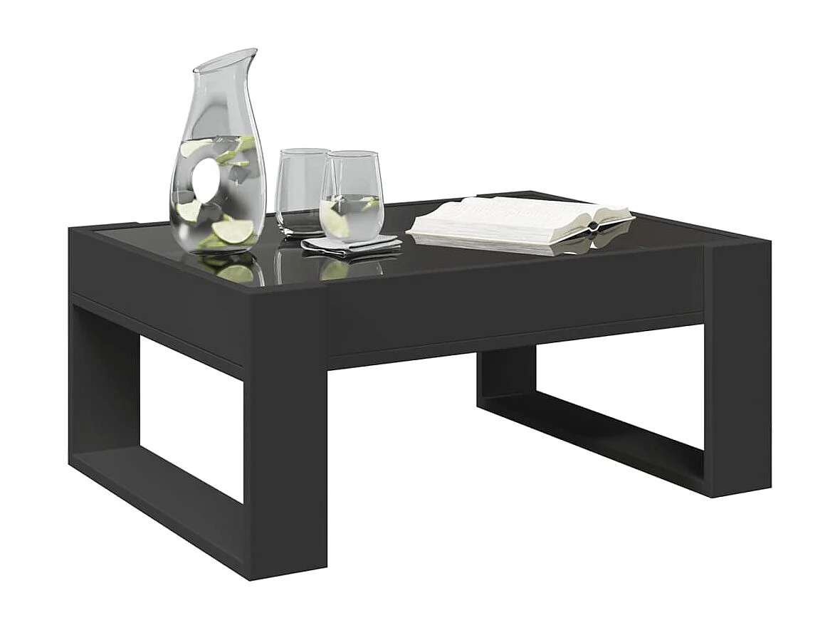 Couchtisch mit Infinity LED schwarz 70x53x30 cm