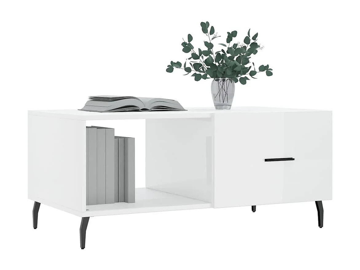 Table basse Blanc brillant 90x50x40 cm Bois d'ingénierie