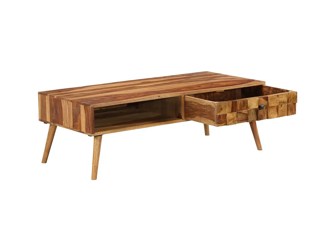 Table basse Bois massif avec finition miel 110x50x37 cm