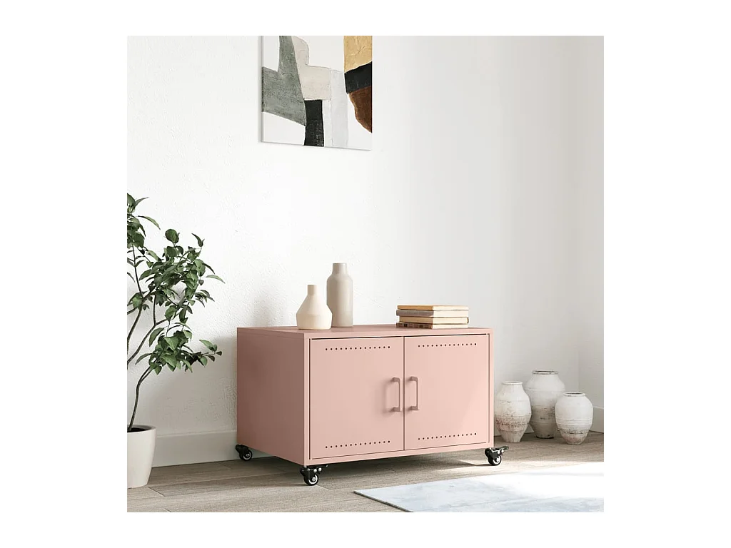 Table basse rose 68x50x43,5 cm acier