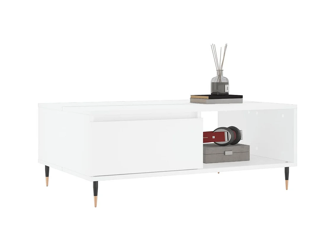 Table basse blanc 90x60x35 cm bois d'ingénierie